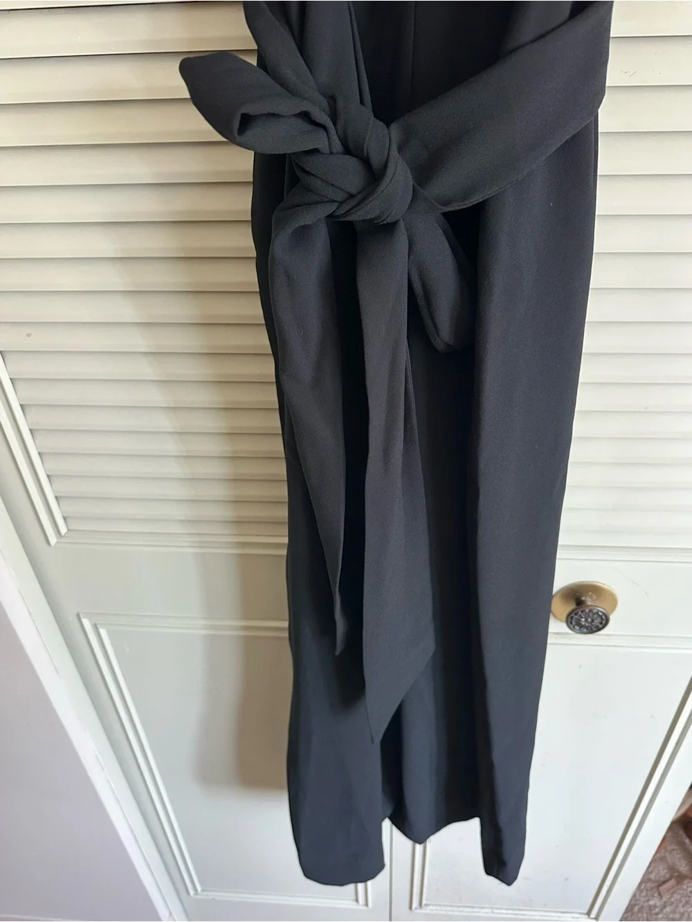 J. Crew Black Ruffle-Sleeve Romper with Waist Tie
